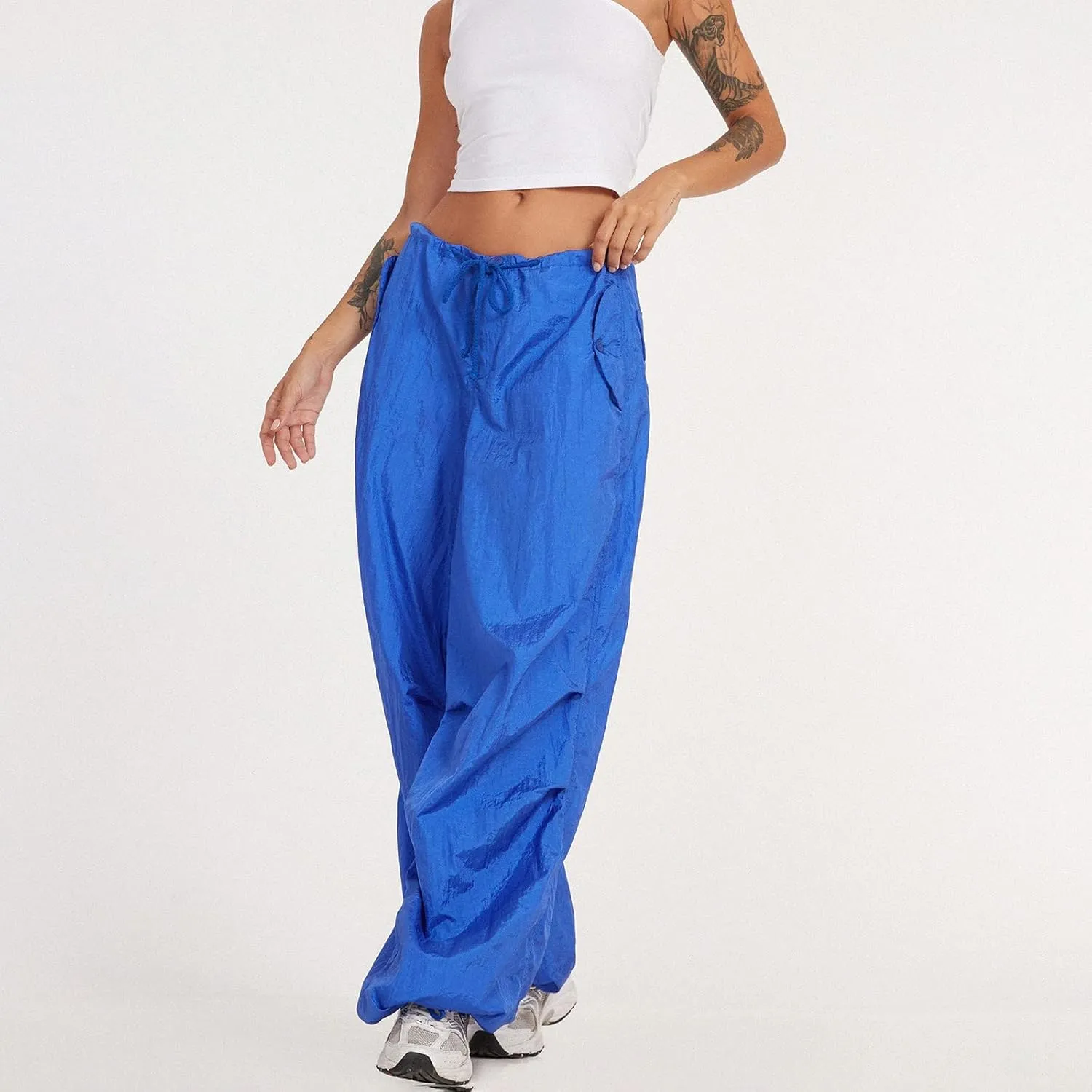 Yuemengxuan Women Ripped Jeans, Ladies Fashion Hollow Out Baggy High Waist Denim Pants Female Casual Loose Trousers