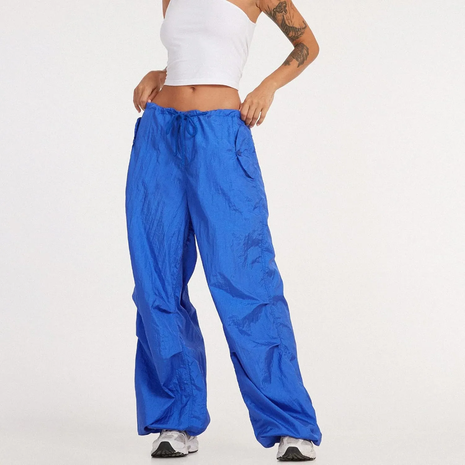 Yuemengxuan Women Ripped Jeans, Ladies Fashion Hollow Out Baggy High Waist Denim Pants Female Casual Loose Trousers