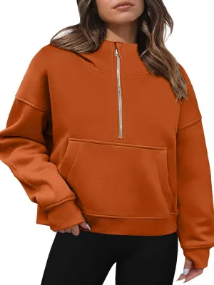 Zeagoo Women Plus Size Zipper Hoodie Long Sleeve 2024 Trendy Sweatshirts Athletic Cropped Tops Dark Grey Large