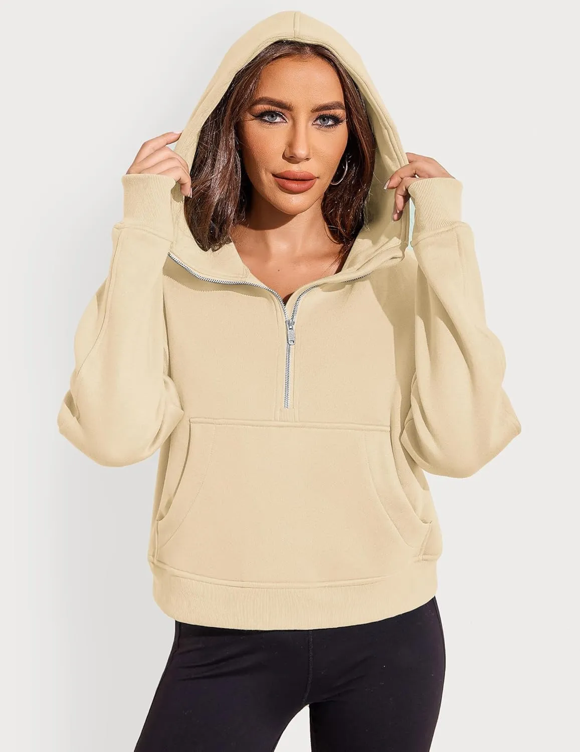 Zeagoo Women Plus Size Zipper Hoodie Long Sleeve 2024 Trendy Sweatshirts Athletic Cropped Tops Dark Grey Large