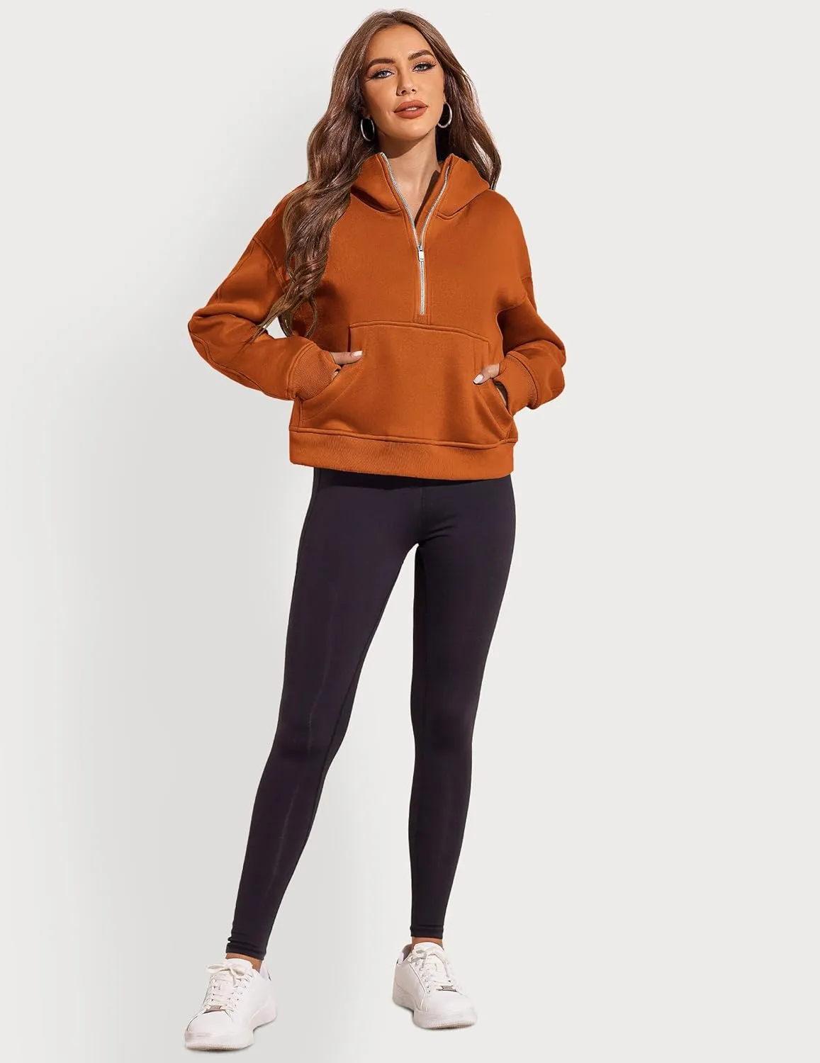 Zeagoo Women Plus Size Zipper Hoodie Long Sleeve 2024 Trendy Sweatshirts Athletic Cropped Tops Dark Grey Large