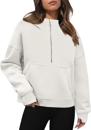 Zeagoo Women Plus Size Zipper Hoodie Long Sleeve 2024 Trendy Sweatshirts Athletic Cropped Tops Dark Grey Large