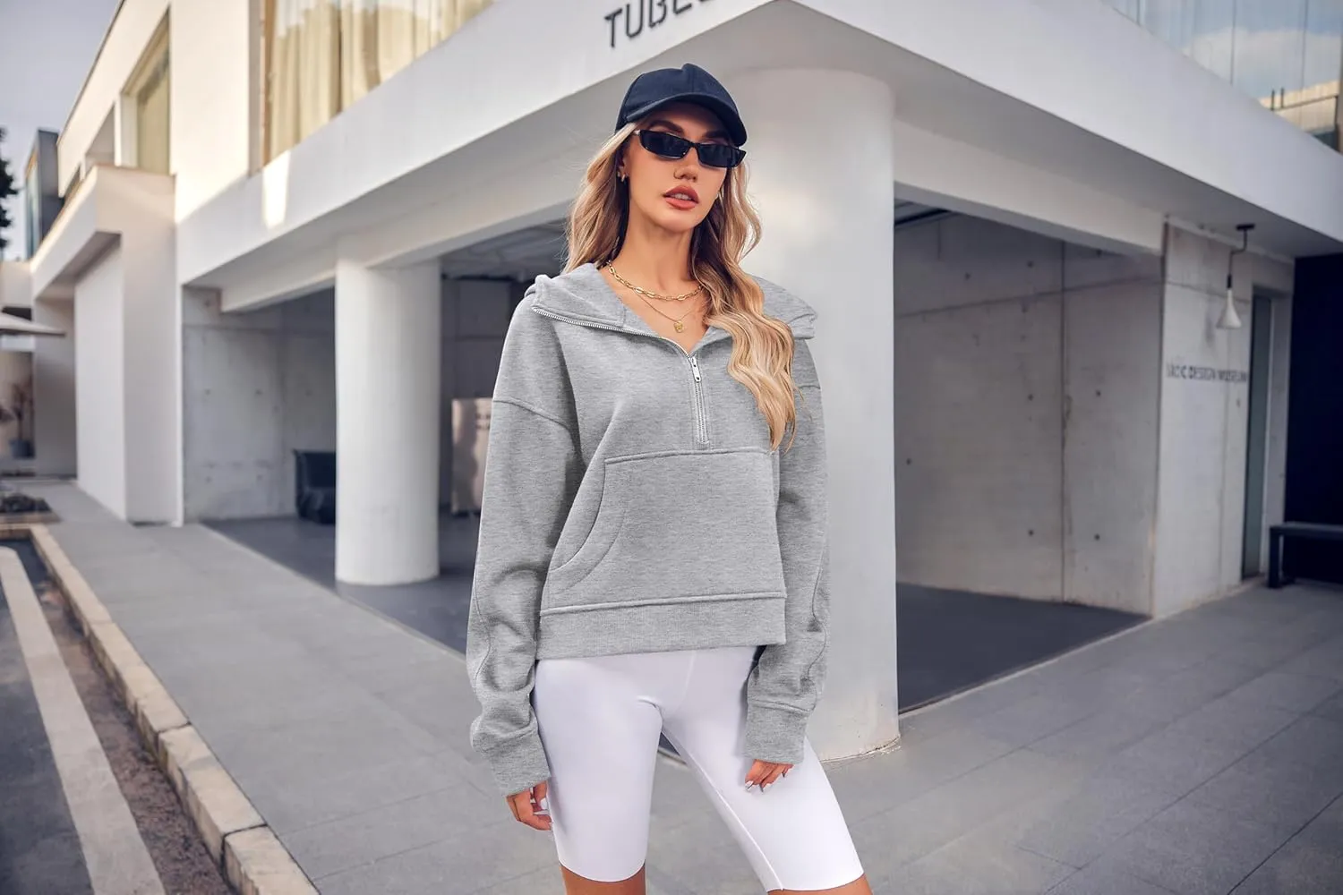Zeagoo Women Plus Size Zipper Hoodie Long Sleeve 2024 Trendy Sweatshirts Athletic Cropped Tops Dark Grey Large