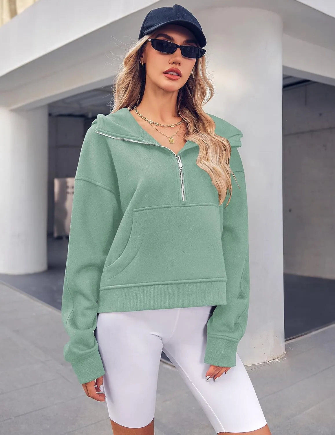 Zeagoo Women Plus Size Zipper Hoodie Long Sleeve 2024 Trendy Sweatshirts Athletic Cropped Tops Dark Grey Large