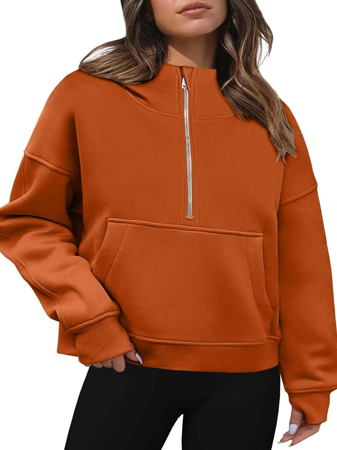 Zeagoo Women Plus Size Zipper Hoodie Long Sleeve 2024 Trendy Sweatshirts Athletic Cropped Tops Dark Grey Large