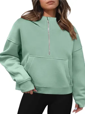 Zeagoo Women Plus Size Zipper Hoodie Long Sleeve 2024 Trendy Sweatshirts Athletic Cropped Tops Dark Grey Large