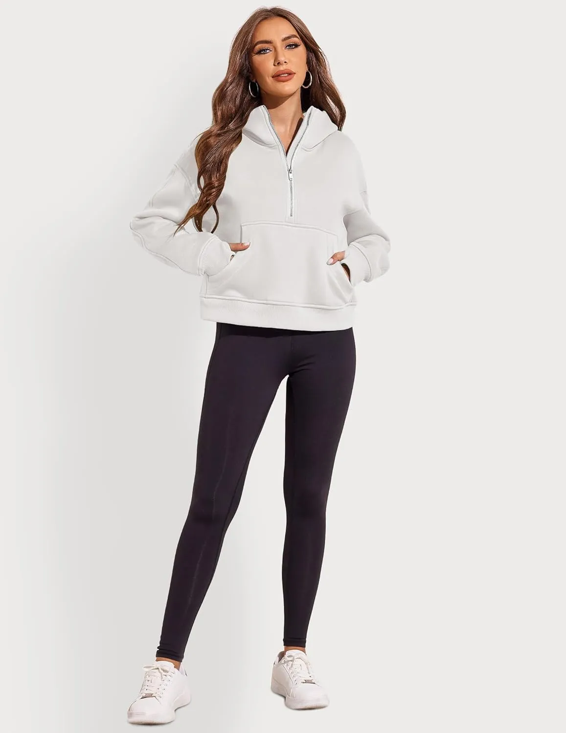 Zeagoo Women Plus Size Zipper Hoodie Long Sleeve 2024 Trendy Sweatshirts Athletic Cropped Tops Dark Grey Large