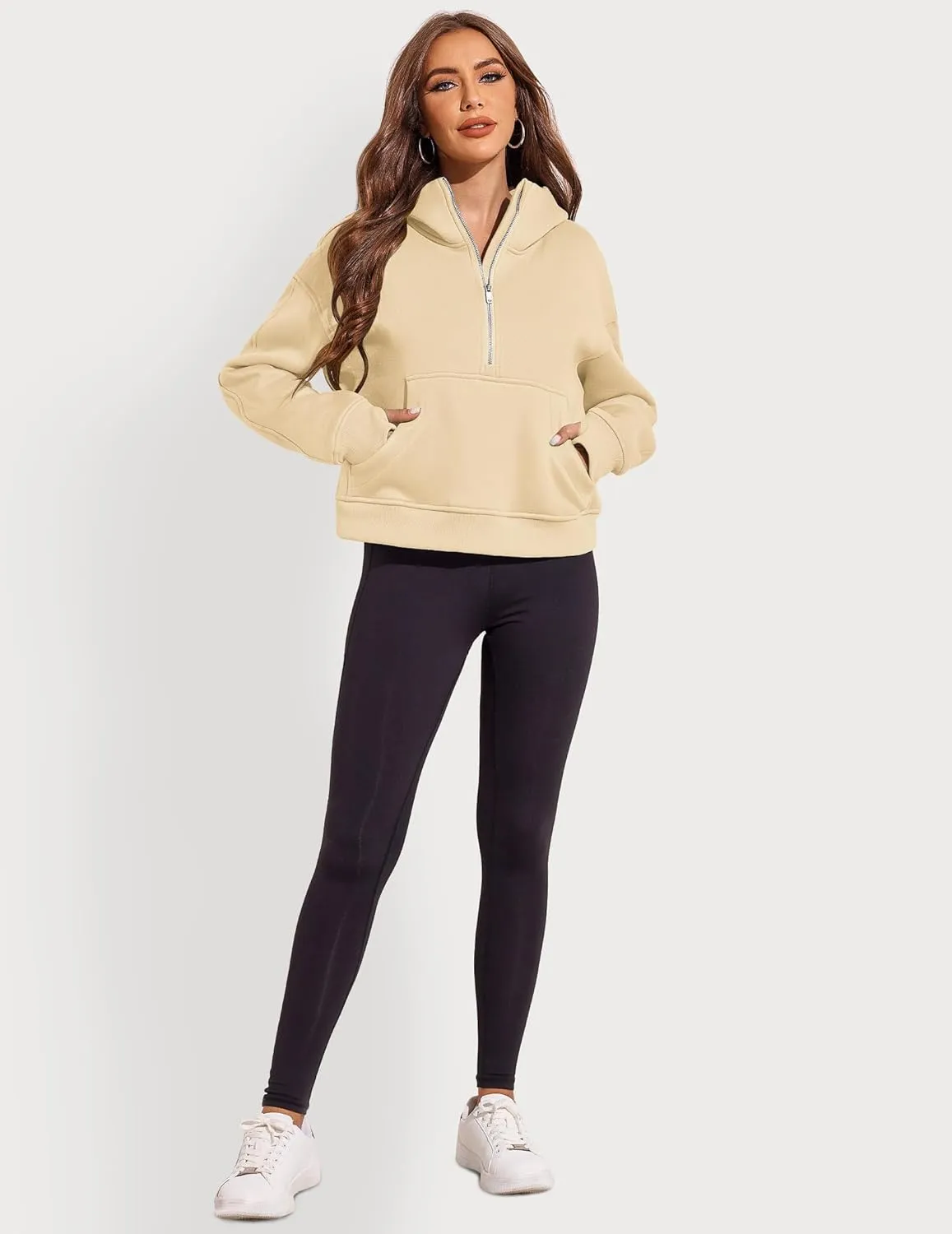 Zeagoo Women Plus Size Zipper Hoodie Long Sleeve 2024 Trendy Sweatshirts Athletic Cropped Tops Dark Grey Large