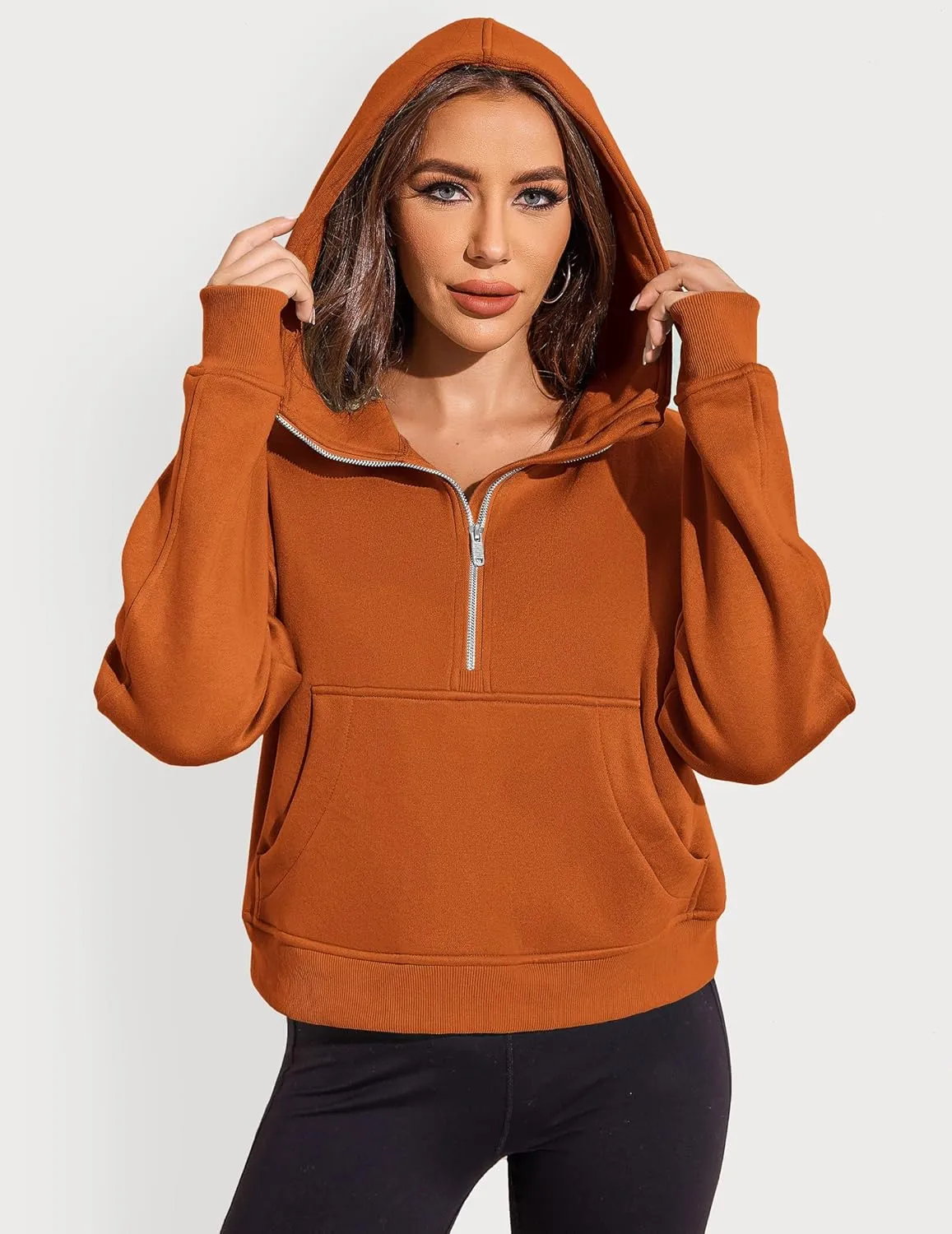 Zeagoo Women Plus Size Zipper Hoodie Long Sleeve 2024 Trendy Sweatshirts Athletic Cropped Tops Dark Grey Large