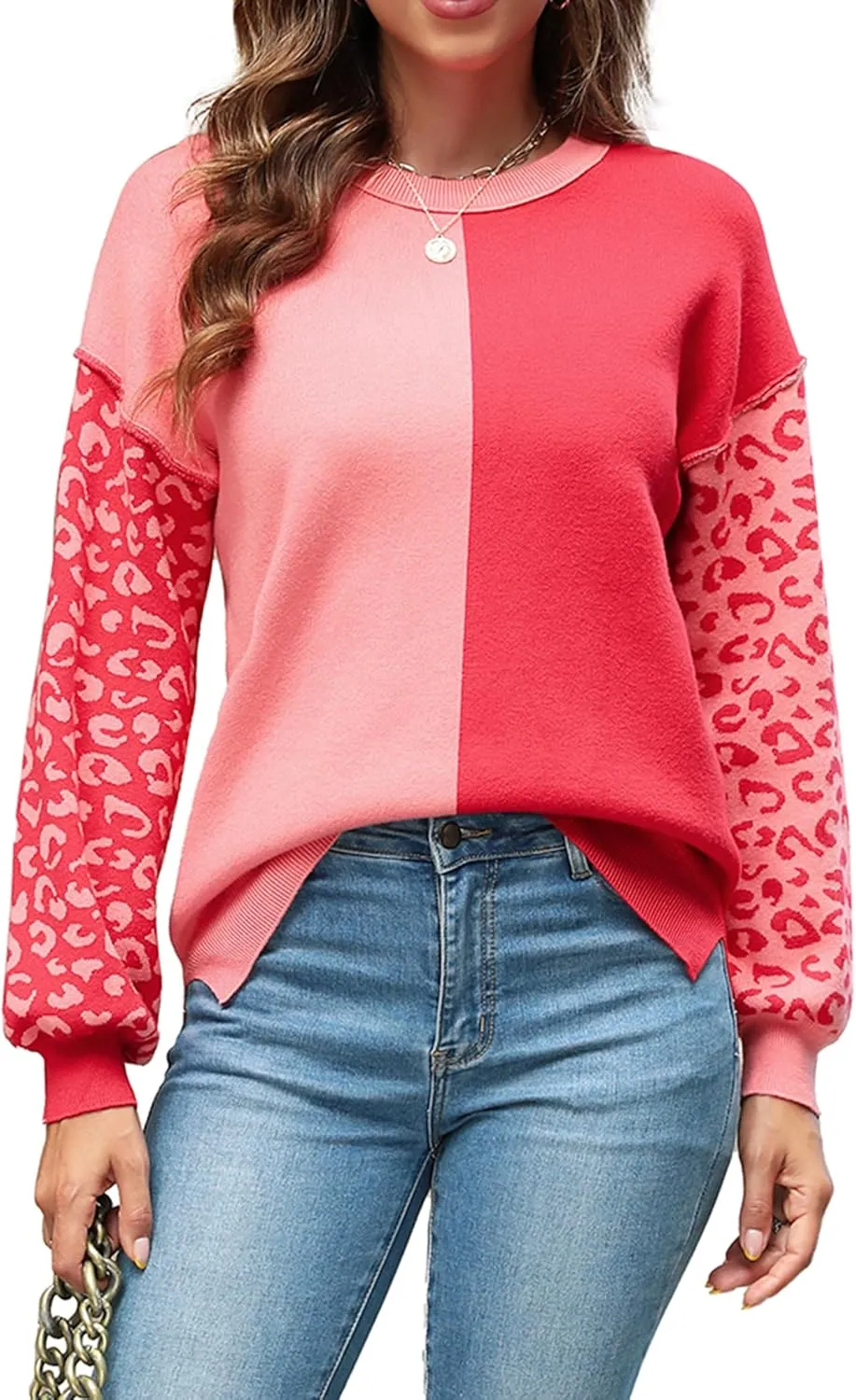 Zeagoo Womens Striped Oversized Sweater 2024 Crew Neck Long Sleeve Knitted Color Block Casual Loose Pullover Top