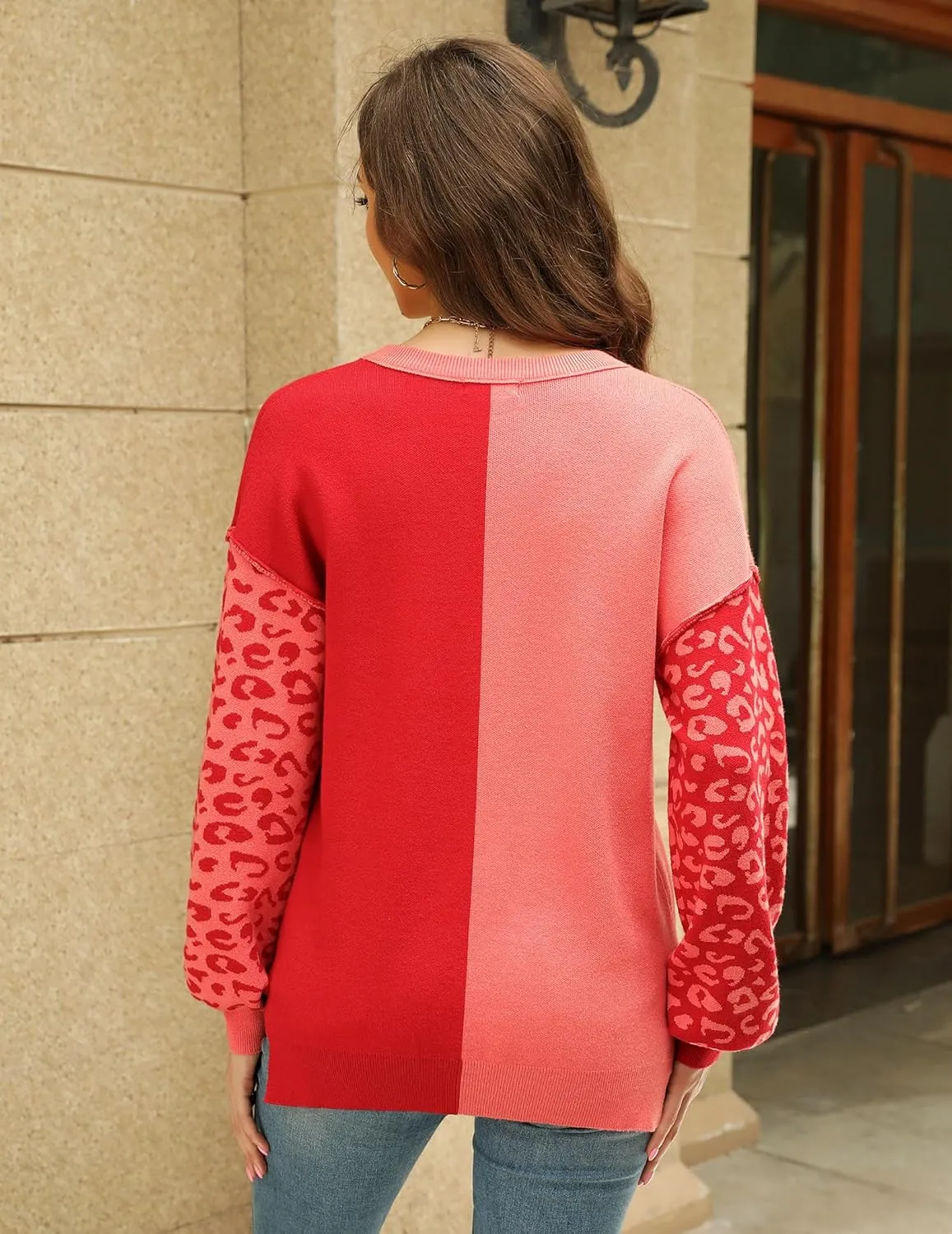 Zeagoo Womens Striped Oversized Sweater 2024 Crew Neck Long Sleeve Knitted Color Block Casual Loose Pullover Top