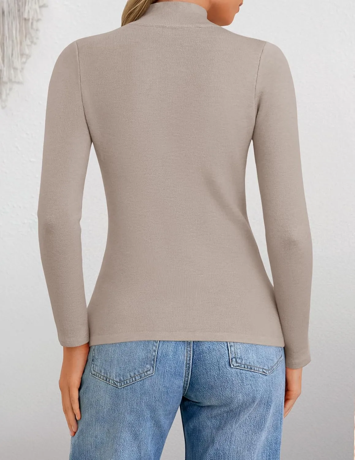 ZESICA Women's Fleece Sherpa Lined Sweater Winter Thermal Shirts Long Sleeve Mock Neck Slim Fitted Pullover Tops