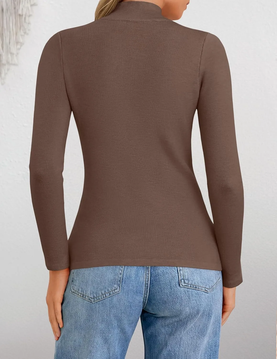 ZESICA Women's Fleece Sherpa Lined Sweater Winter Thermal Shirts Long Sleeve Mock Neck Slim Fitted Pullover Tops