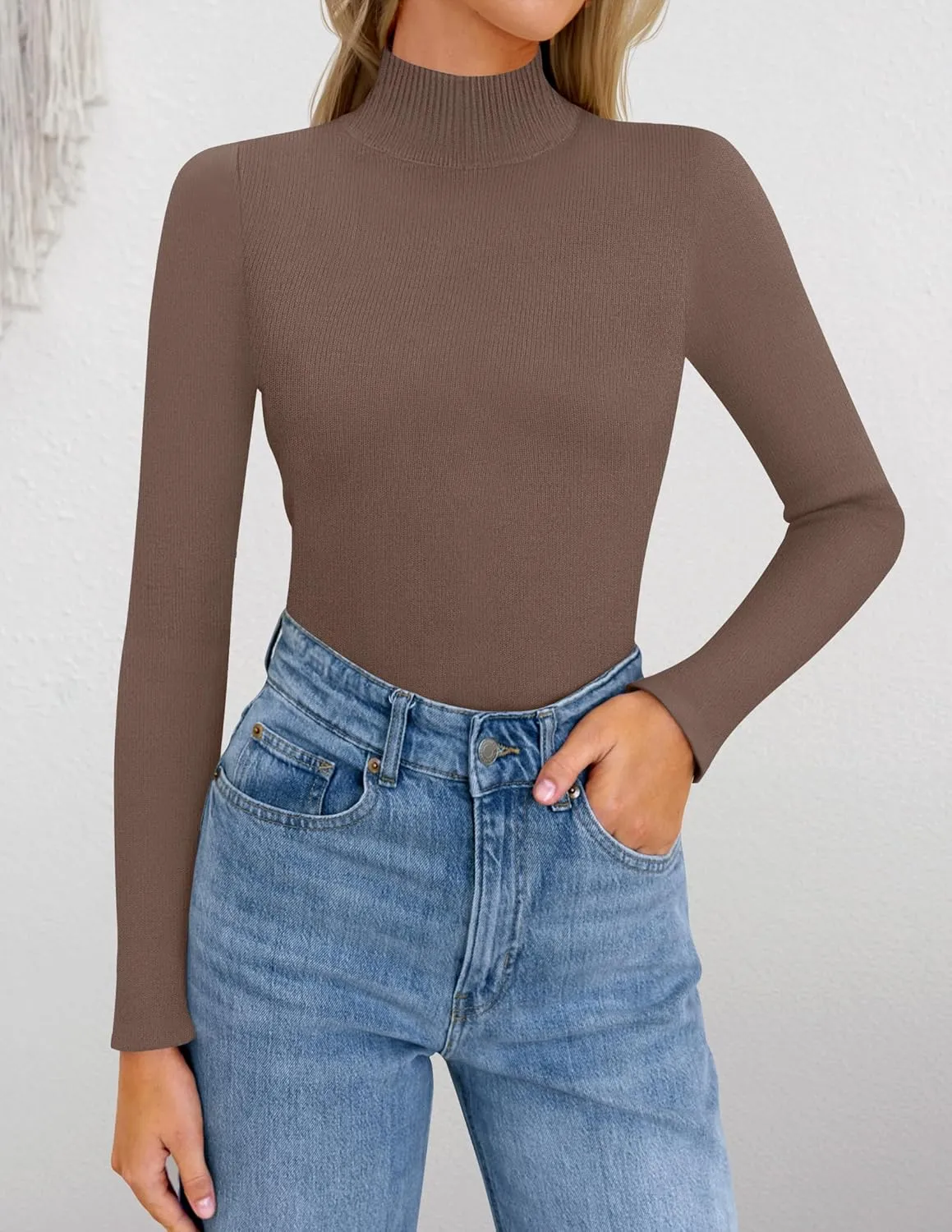 ZESICA Women's Fleece Sherpa Lined Sweater Winter Thermal Shirts Long Sleeve Mock Neck Slim Fitted Pullover Tops