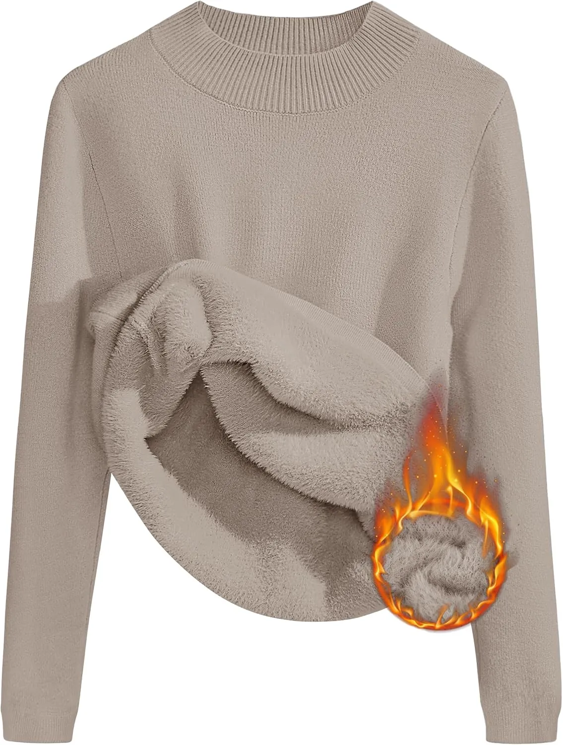 ZESICA Women's Fleece Sherpa Lined Sweater Winter Thermal Shirts Long Sleeve Mock Neck Slim Fitted Pullover Tops