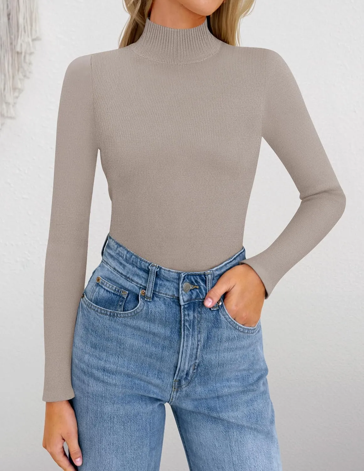 ZESICA Women's Fleece Sherpa Lined Sweater Winter Thermal Shirts Long Sleeve Mock Neck Slim Fitted Pullover Tops